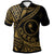 Chuuk Polo Shirt Plumeria Flowers Gold Version Unisex Black - Polynesian Pride