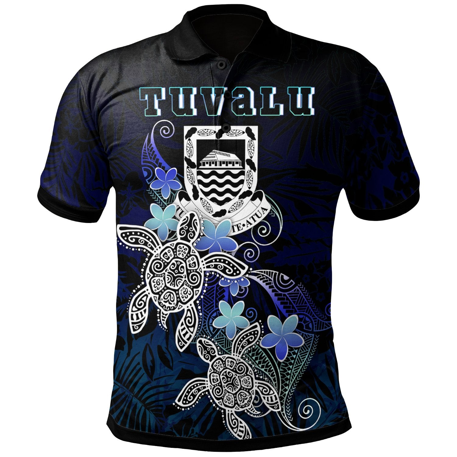 Tuvalu Polynesian Polo Shirt Blue Turtle Couple Unisex Blue - Polynesian Pride