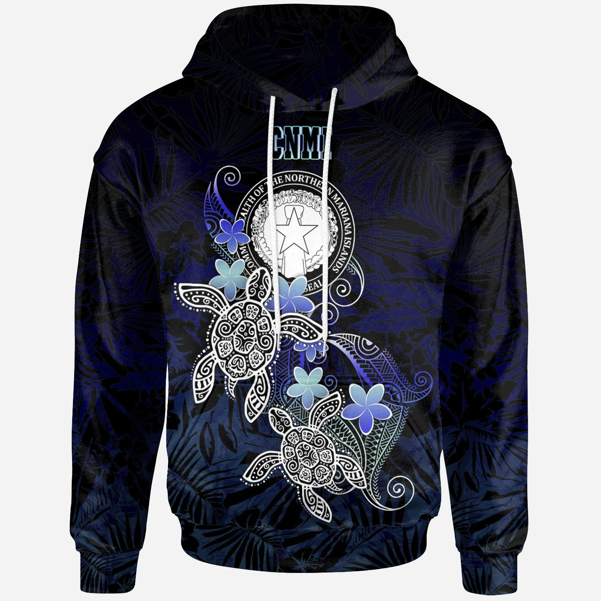 CNMI Polynesian Hoodie Blue Turtle Couple Blue - Polynesian Pride