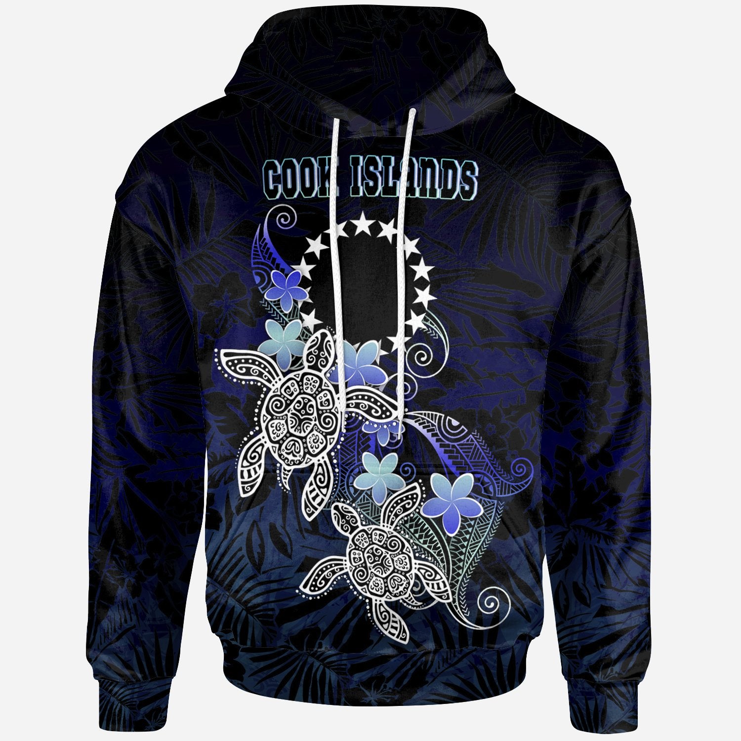 Cook Islands Polynesian Hoodie Blue Turtle Couple Unisex Blue - Polynesian Pride