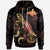 Papua New Guinea Polynesian Hoodie Turtle With Blooming Hibiscus Gold Unisex Gold - Polynesian Pride