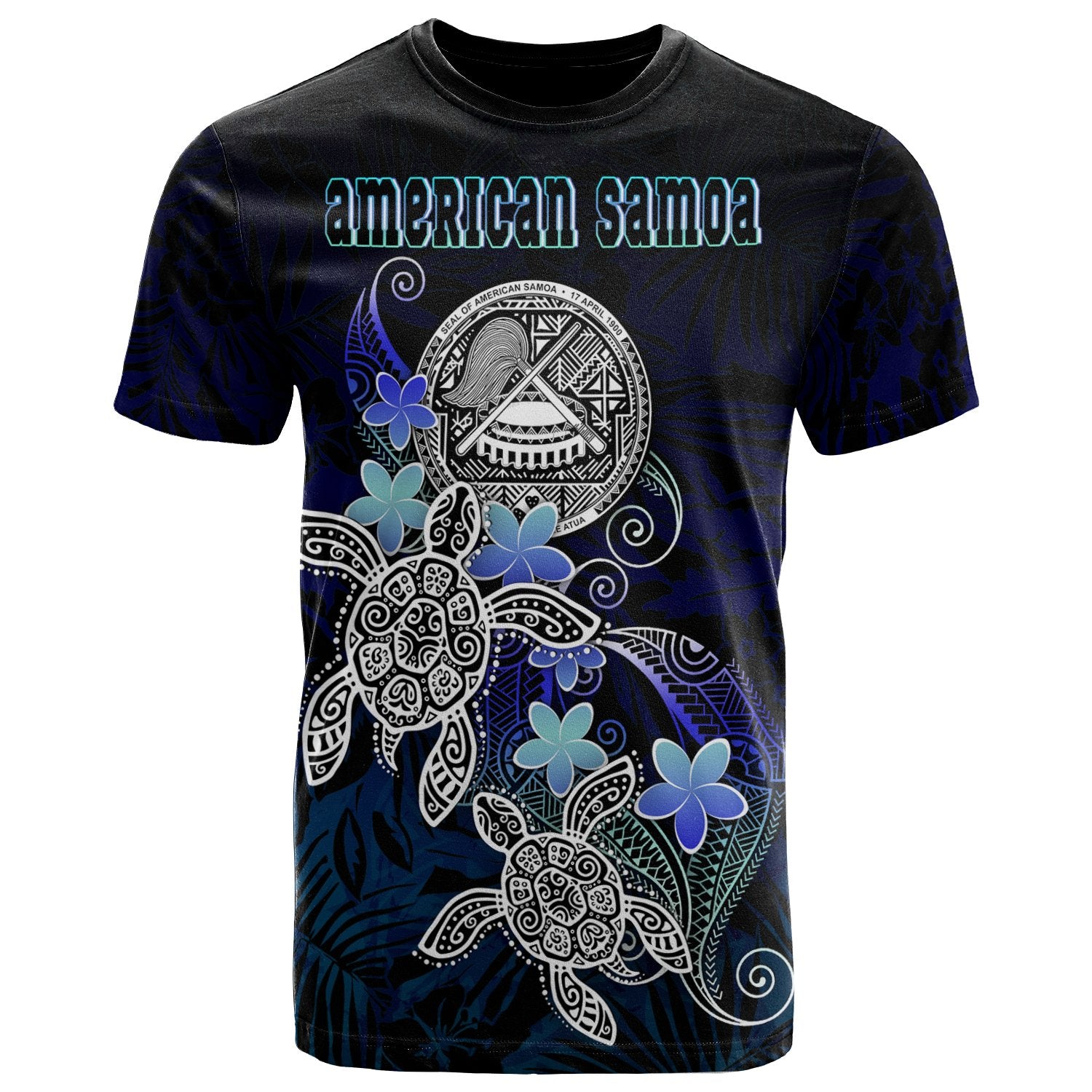 American Samoa Polyneisan T Shirt Blue Turtle Couple Unisex Blue - Polynesian Pride