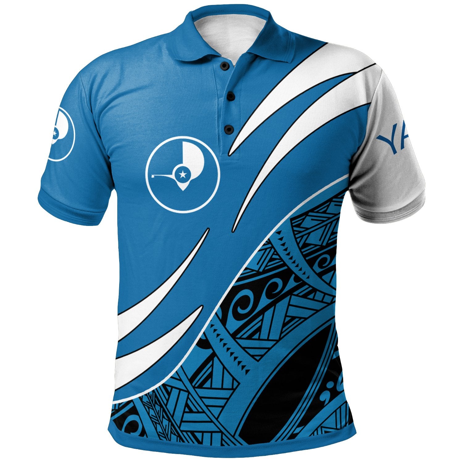 Yap Polo Shirt Custom Symmetrical Lines Unisex Blue - Polynesian Pride