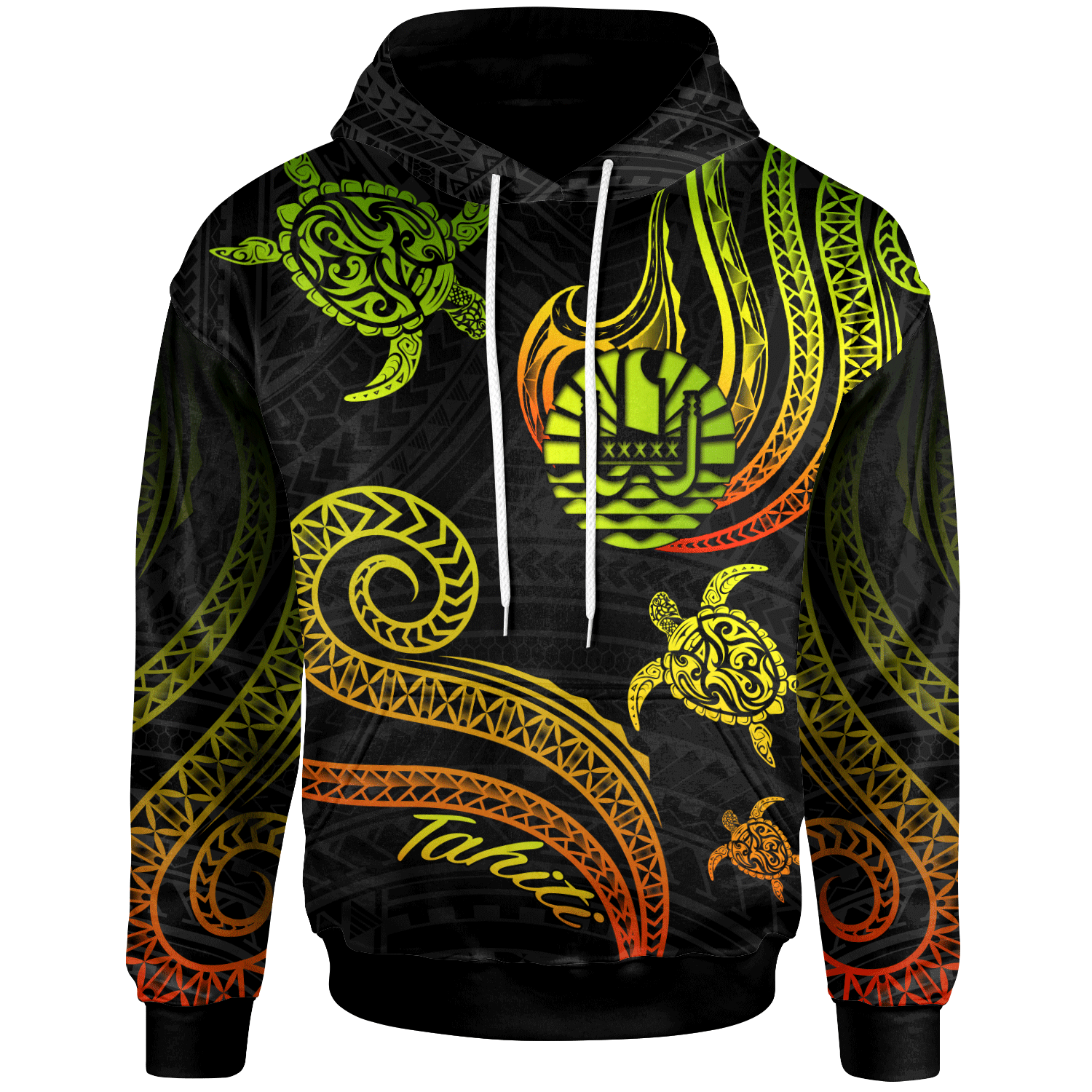 Tahiti Hoodie Polynesian Turtle With Pattern Reggae Unisex Reggae - Polynesian Pride