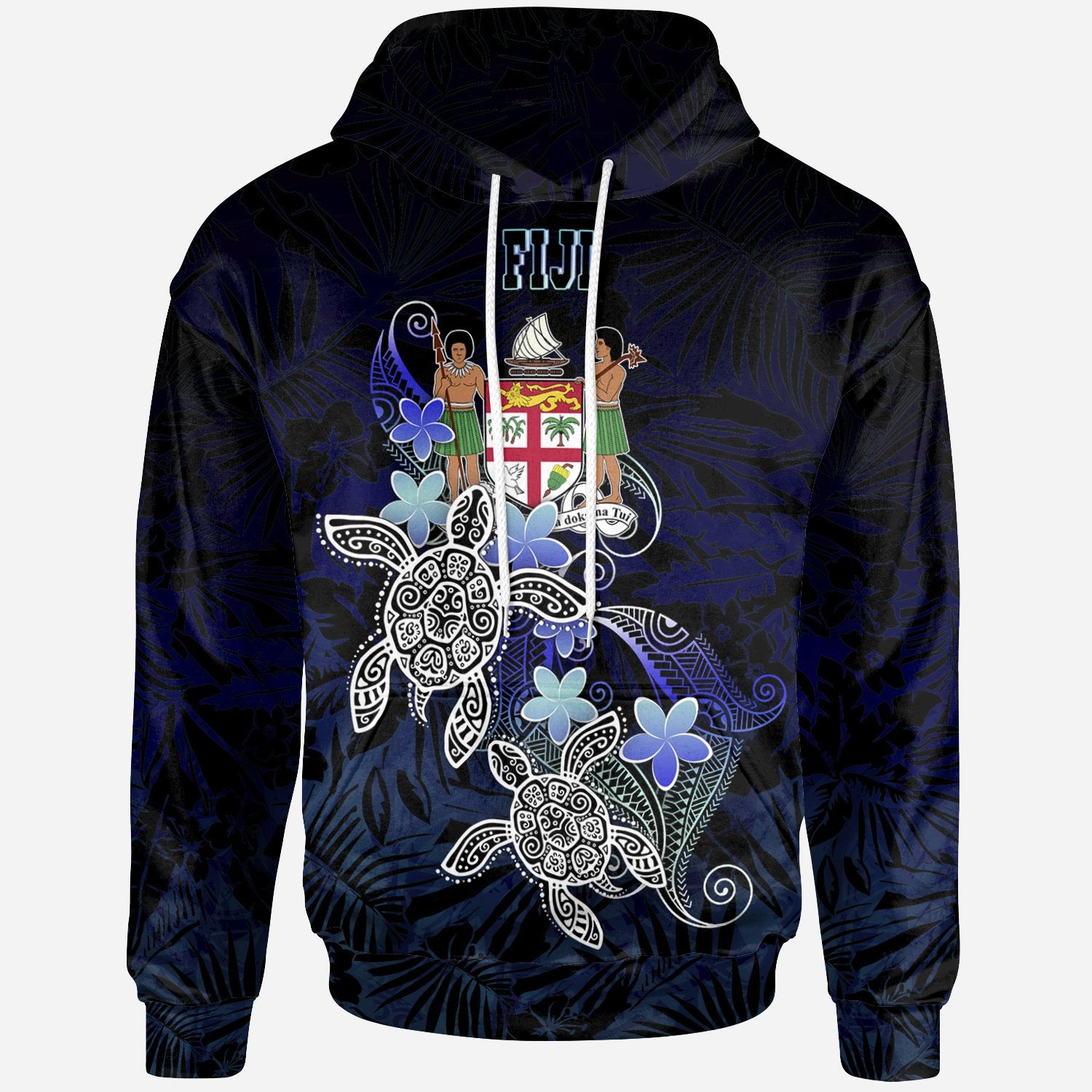 Fiji Polynesian Hoodie Blue Turtle Couple Unisex Blue - Polynesian Pride