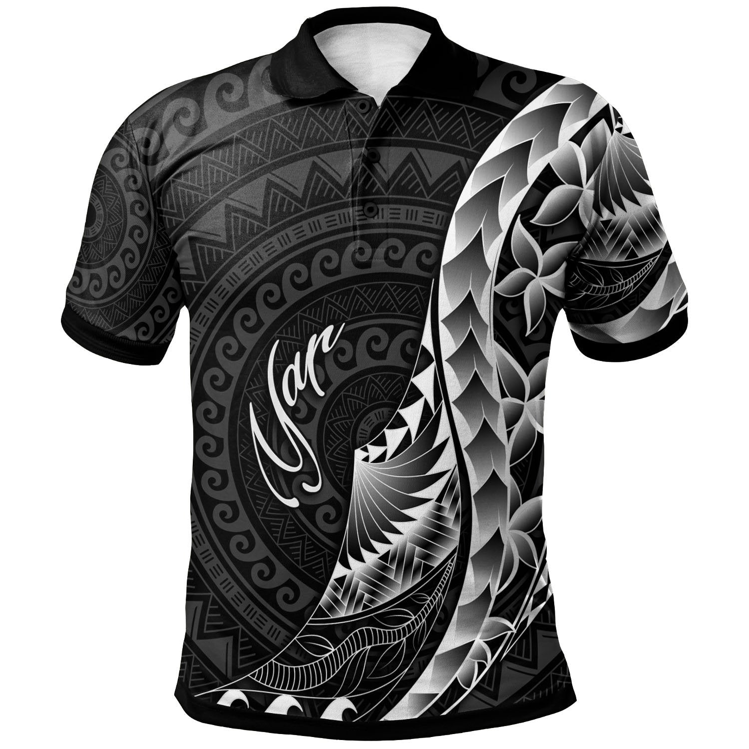 Yap Polo Shirt Polynesian Pattern Style Unisex Black - Polynesian Pride