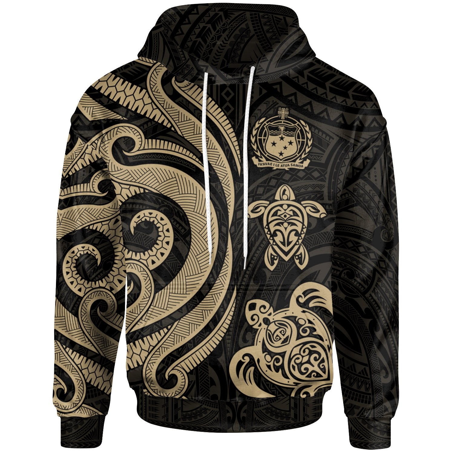 Samoa Polynesian Hoodie Gold Tentacle Turtle Unisex Gold - Polynesian Pride