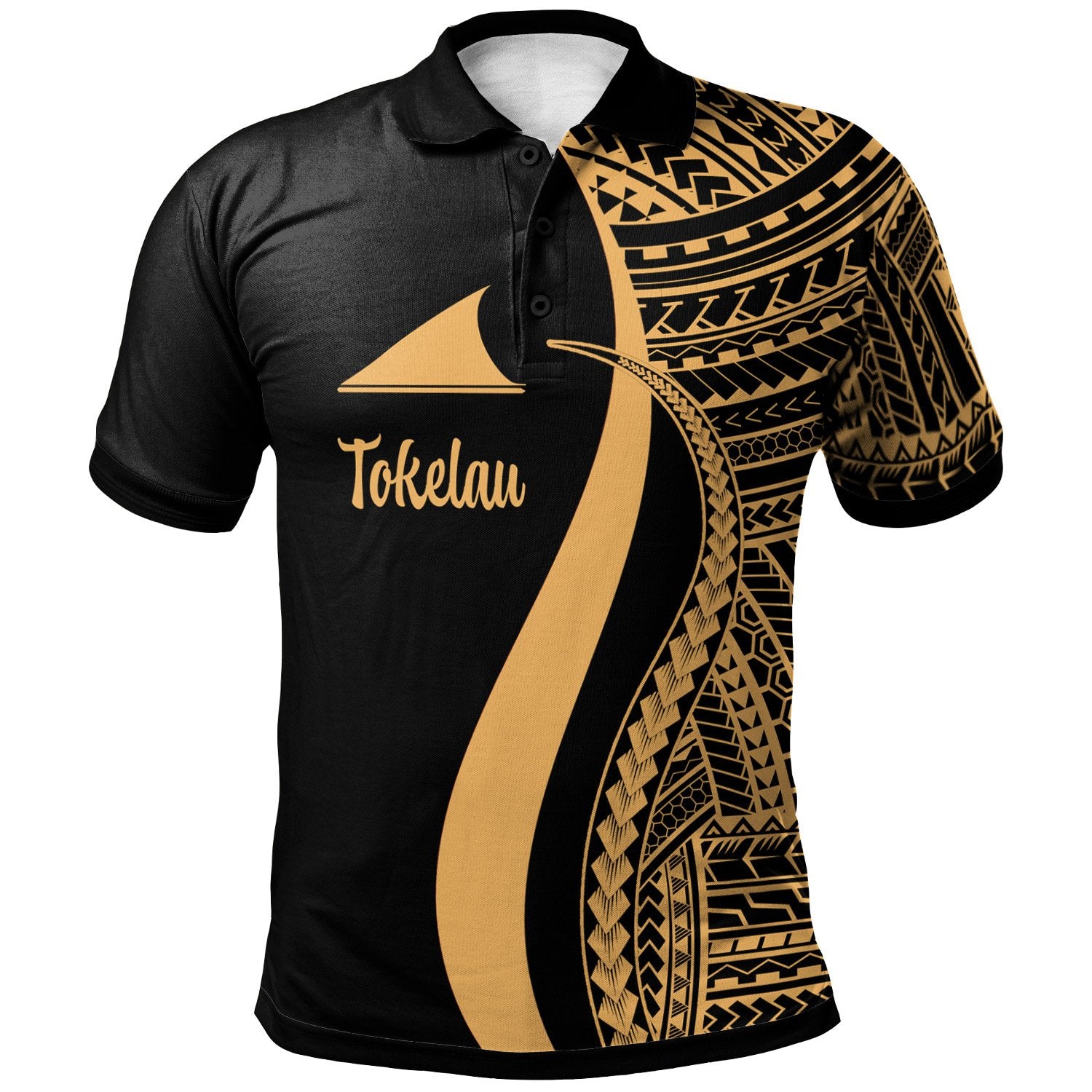 Tokelau Polo Shirt Gold Polynesian Tentacle Tribal Pattern Unisex Gold - Polynesian Pride