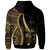 Fiji Custom Zip up Hoodie Gold Tentacle Tribal Pattern Crest - Polynesian Pride