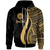 Tahiti Custom Zip up Hoodie Gold Tentacle Tribal Pattern Unisex Gold - Polynesian Pride