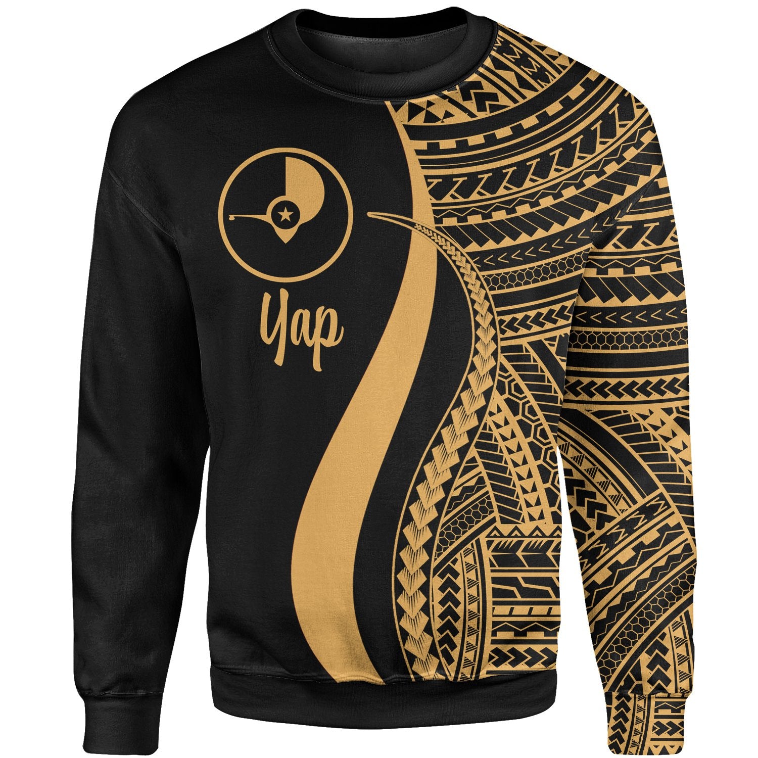 Yap Sweatshirt - Gold Polynesian Tentacle Tribal Pattern Unisex Gold - Polynesian Pride