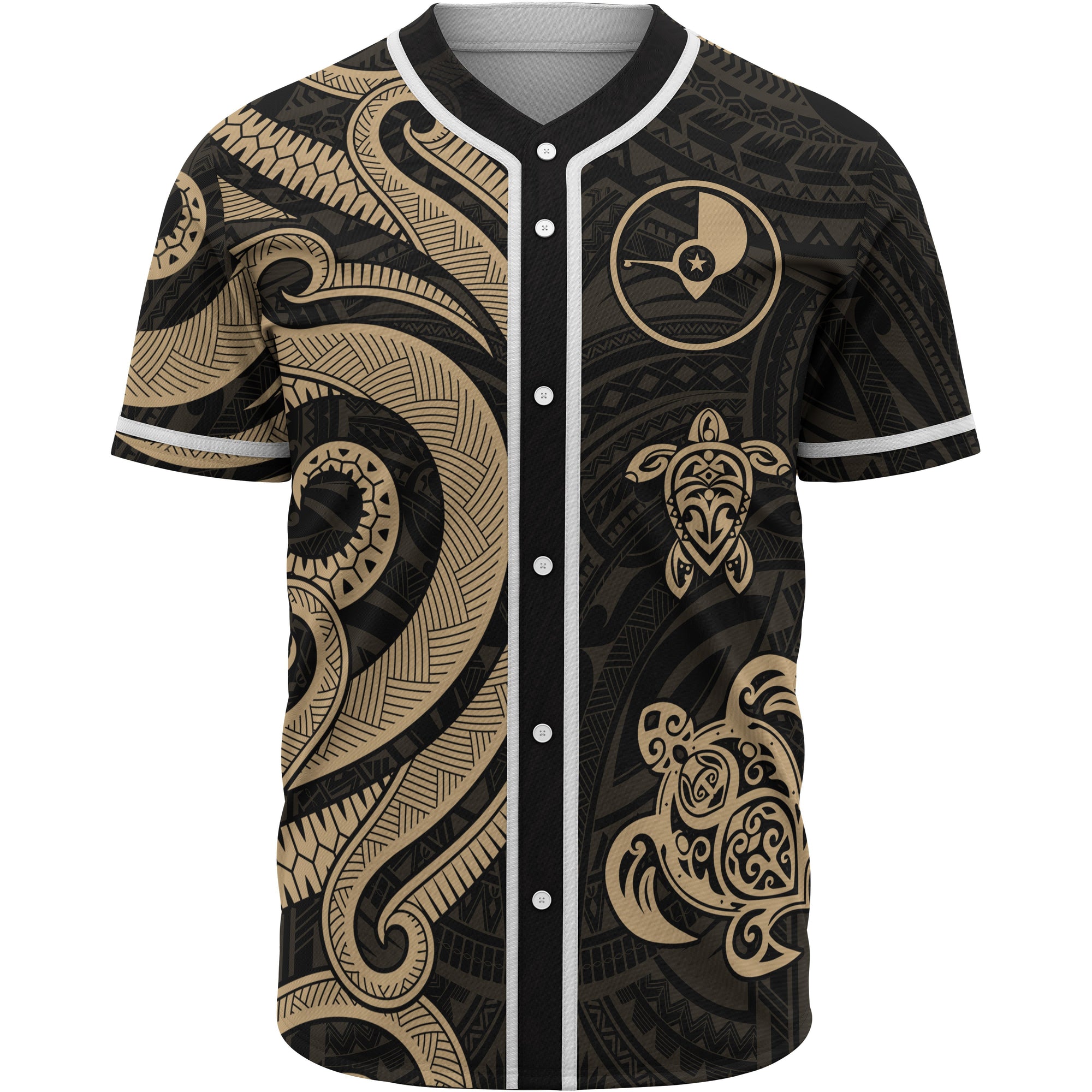 Yap Baseball Shirt - Gold Tentacle Turtle Unisex Gold - Polynesian Pride