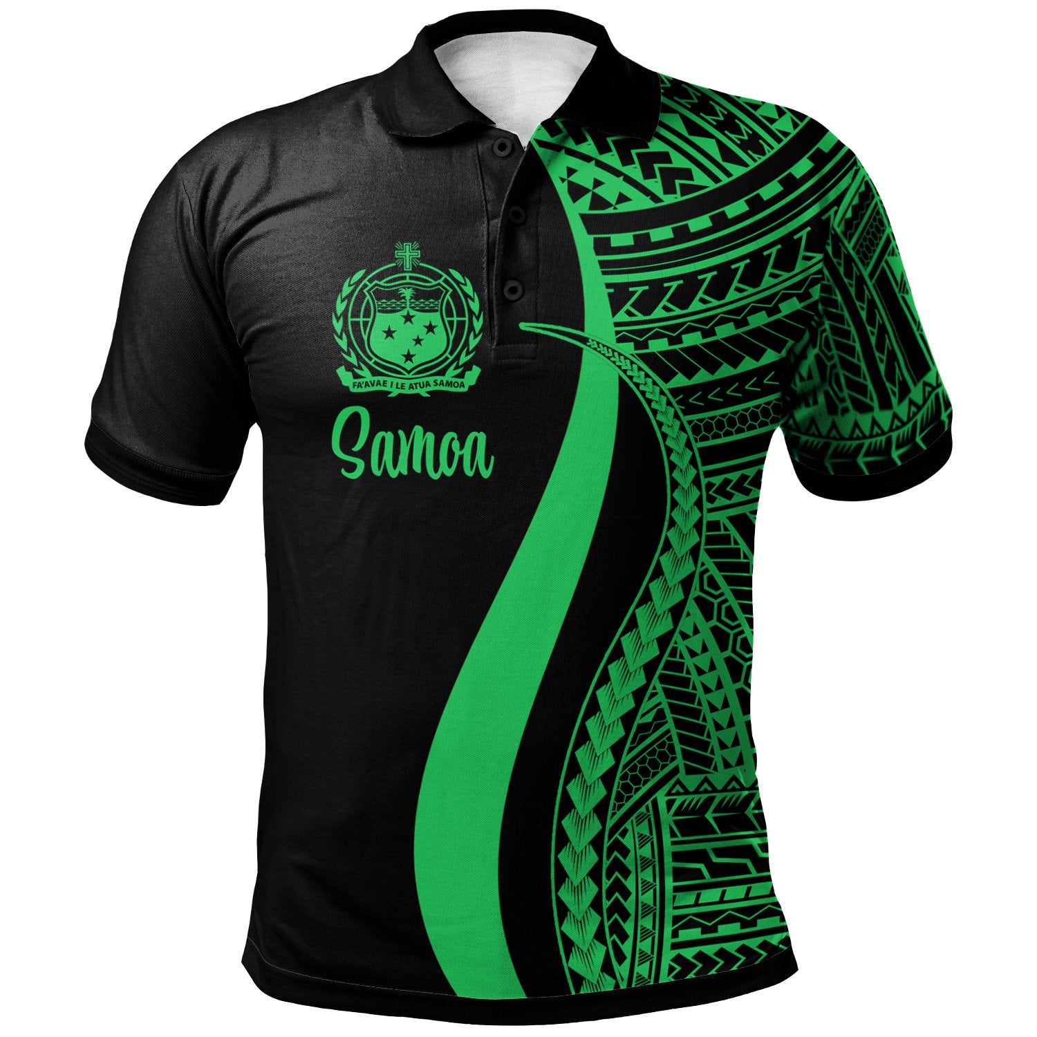 Samoa Polo Shirt Green Polynesian Tentacle Tribal Pattern Unisex Green - Polynesian Pride