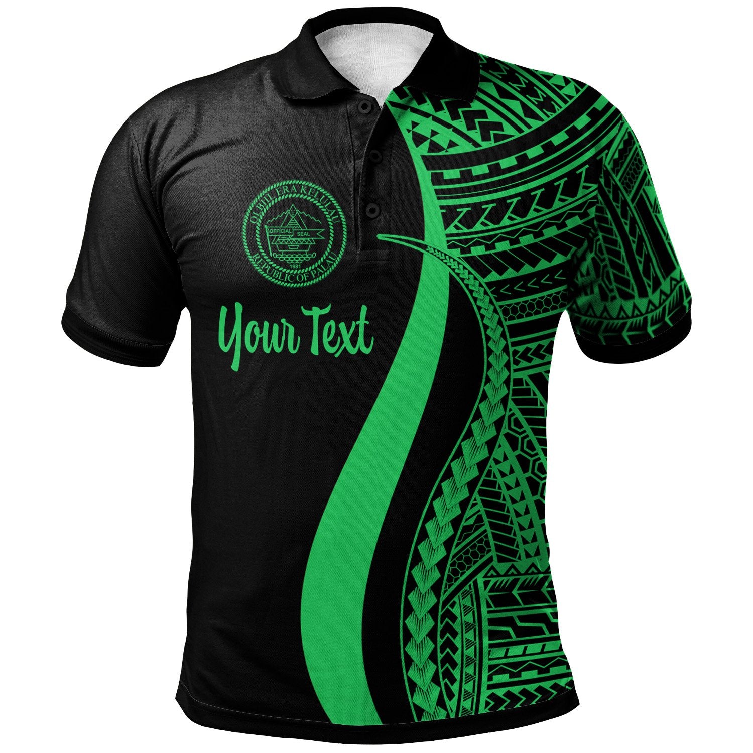 Palau Custom Polo Shirt Green Polynesian Tentacle Tribal Pattern Unisex Green - Polynesian Pride