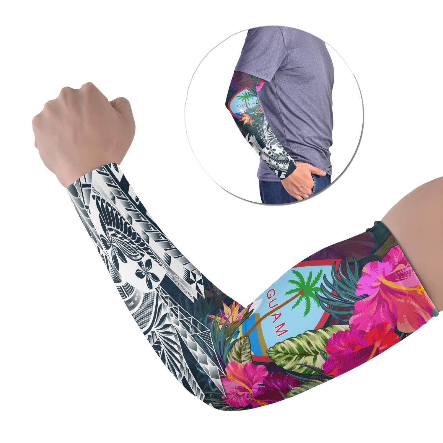 Guam Arm Sleeve (Set of 2) - Summer Vibes Set of 2 Black - Polynesian Pride