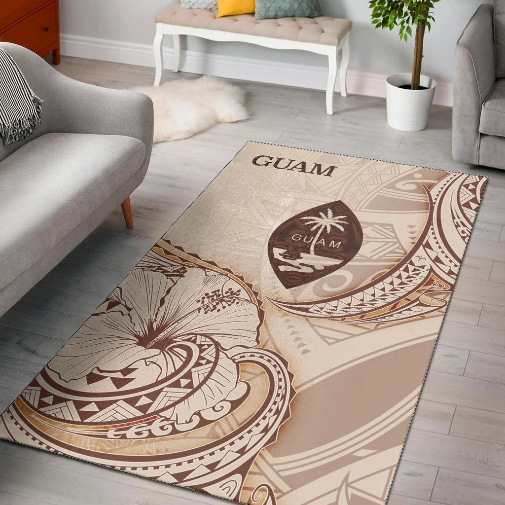 Guam Area Rug - Hibiscus Flowers Vintage Style Nude - Polynesian Pride