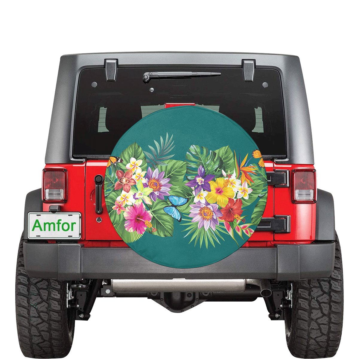 Garden Flower Spare Tire Cover AH Black - Polynesian Pride