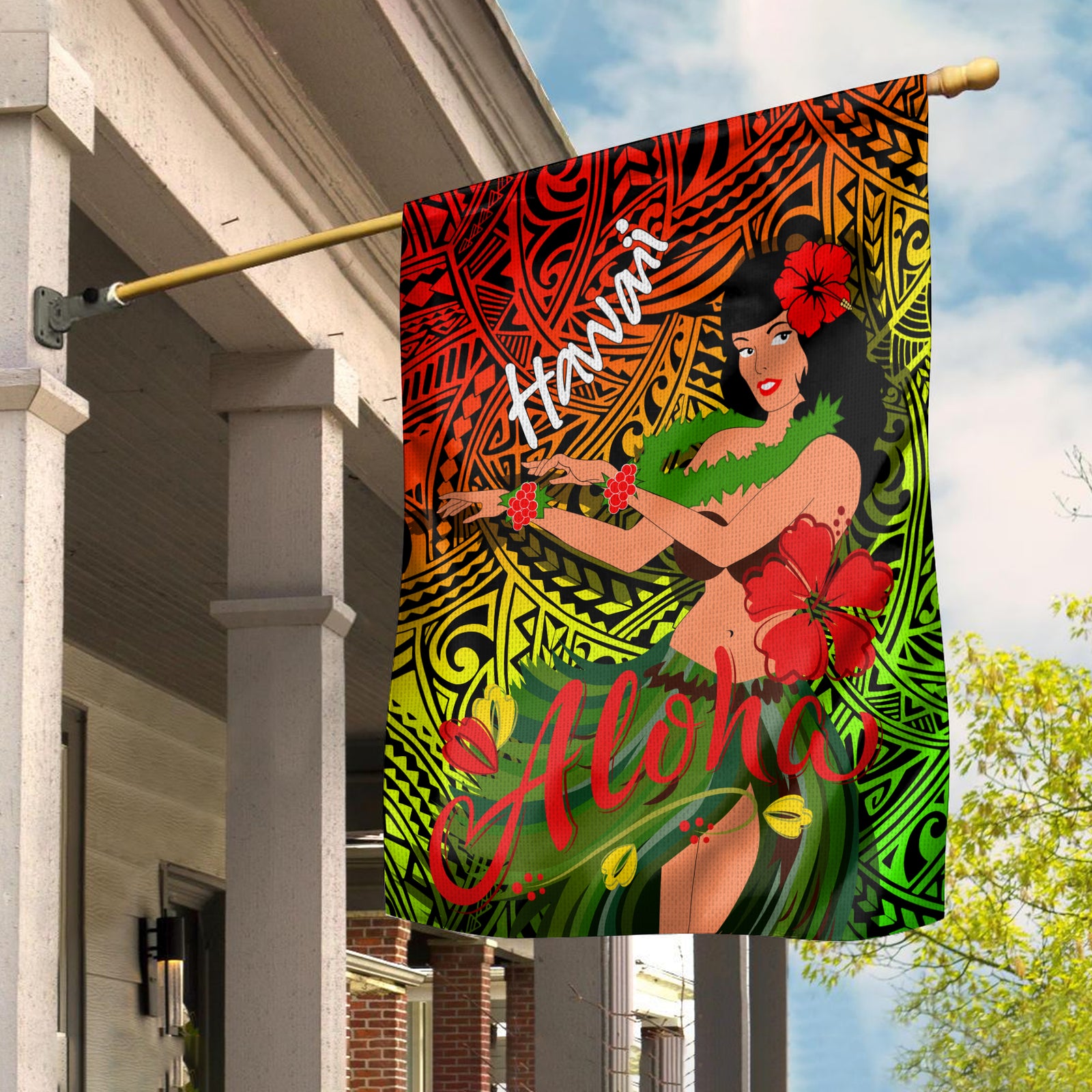 Hawaii Hula Girl Reggae Flag - LT2 House Flag - Polynesian Pride