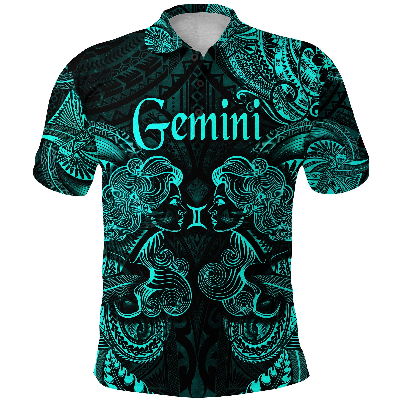 Gemini Zodiac Polynesian Polo Shirt Unique Style Turquoise LT8 - Polynesian Pride