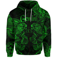 Gemini Zodiac Polynesian Zip Hoodie Unique Style Green LT8 - Polynesian Pride