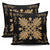 Hawaiian Quilt Maui Plant And Hibiscus Pattern Pillow Covers - Gold Black - AH - Polynesian Pride