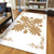 Hawaiian Quilt Maui Plant And Hibiscus Pattern Area Rug - Gold White - AH - Polynesian Pride