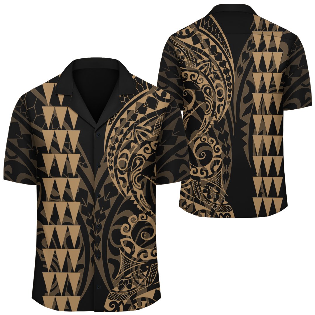 Kakau Polynesian Tribal Hawaiian Shirt Gold - Polynesian Pride