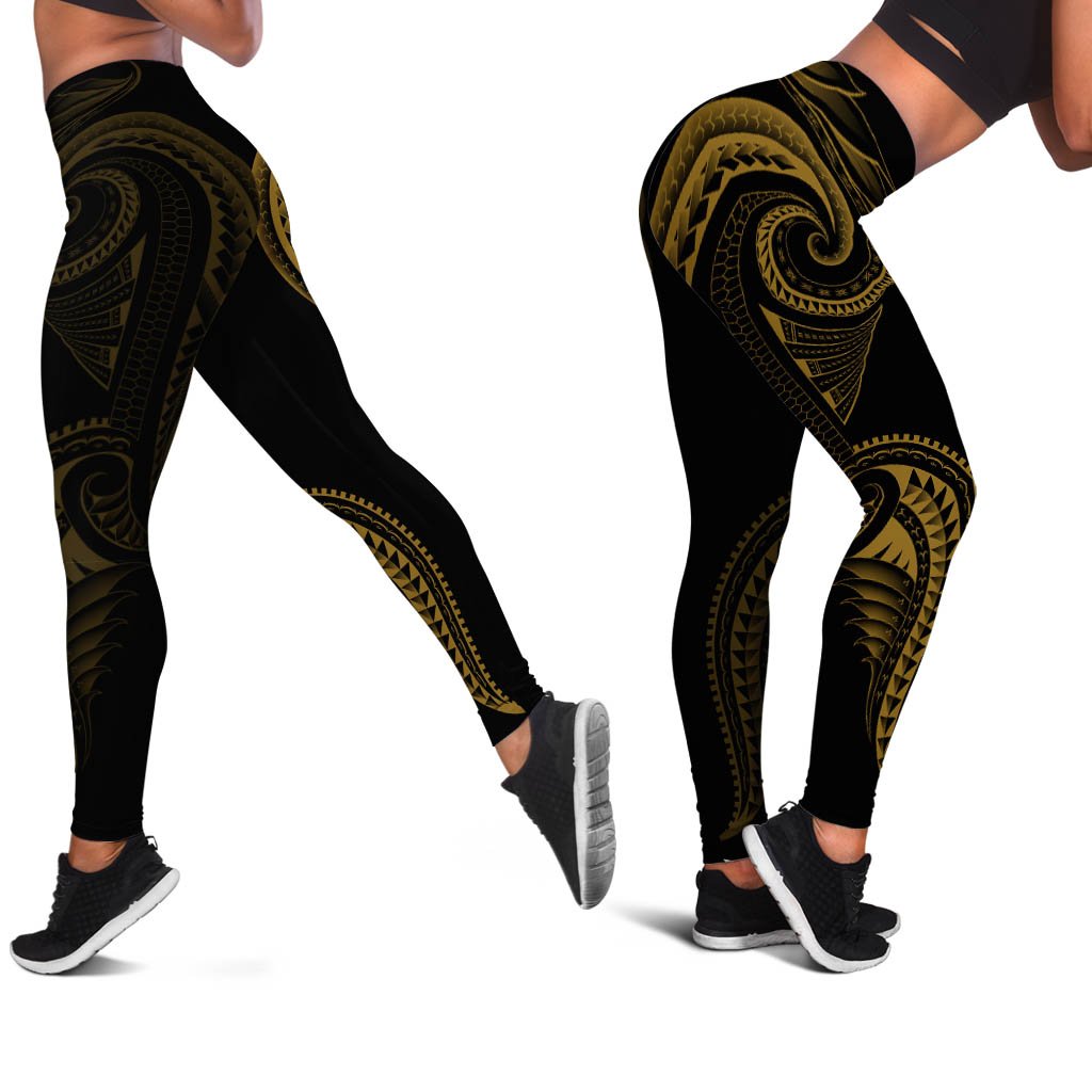 Polynesian Leggings - Polynesian Tattoo Gold Version Black - Polynesian Pride