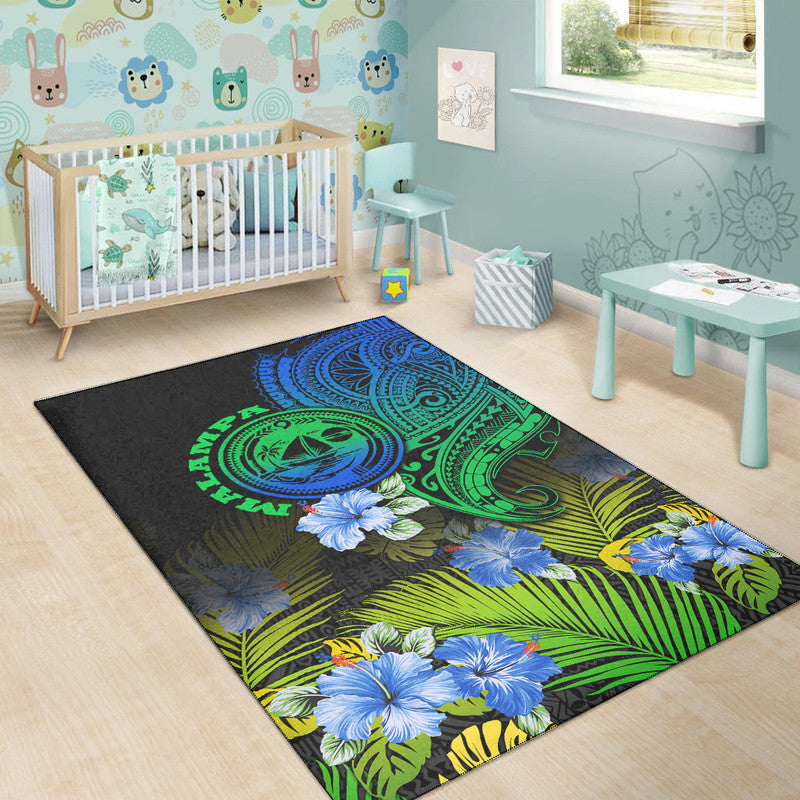 Vanuatu Malampa Province Area Rug Hibiscus Tribal Polynesian Tattoo Ver Gradient LT9 - Polynesian Pride