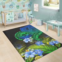 Vanuatu Malampa Province Area Rug Hibiscus Tribal Polynesian Tattoo Ver Gradient LT9 - Polynesian Pride