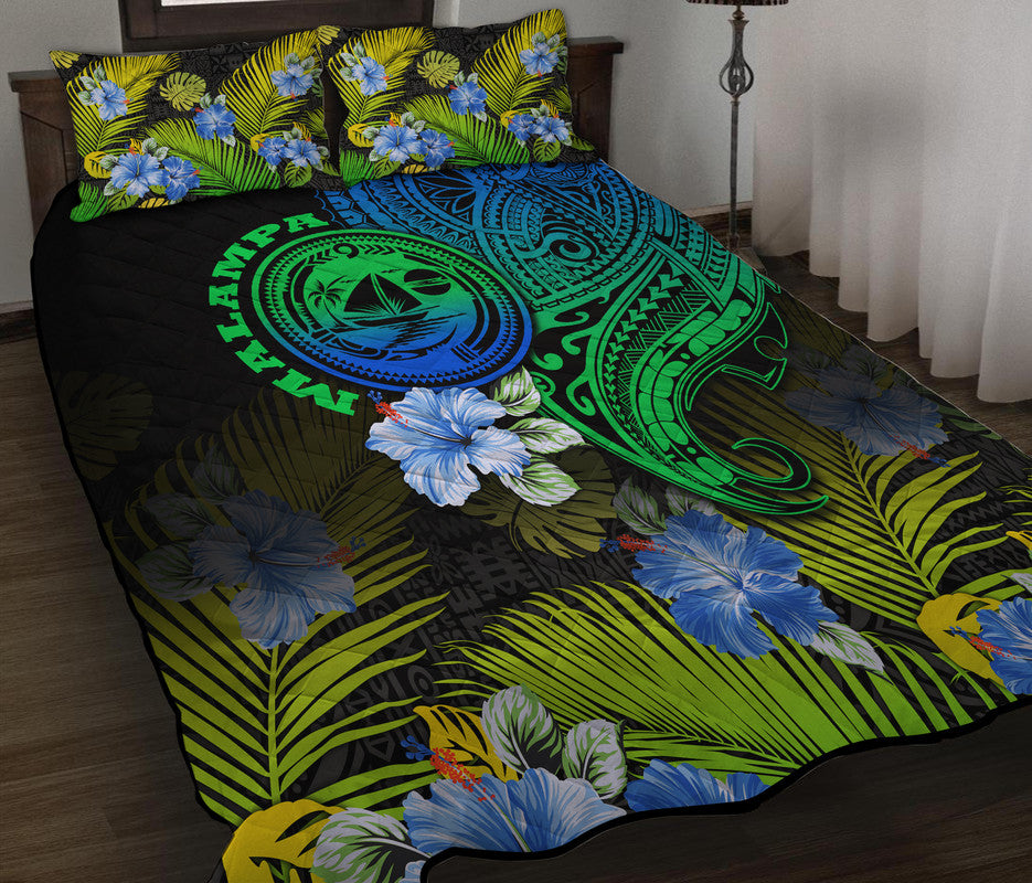 Vanuatu Malampa Province Quilt Bed Set Hibiscus Tribal Polynesian Tattoo Ver Gradient LT9 - Polynesian Pride