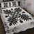 Hawaiian Quilt Maui Plant And Hibiscus Pattern Quilt Bed Set - Gray White - AH - Polynesian Pride