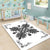 Hawaiian Quilt Maui Plant And Hibiscus Pattern Area Rug - Gray White - AH - Polynesian Pride