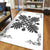 Hawaiian Quilt Maui Plant And Hibiscus Pattern Area Rug - Gray White - AH - Polynesian Pride