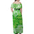 Polynesian Off Shoulder Long Dress Tapa Plumeria Style - Green LT7 - Polynesian Pride