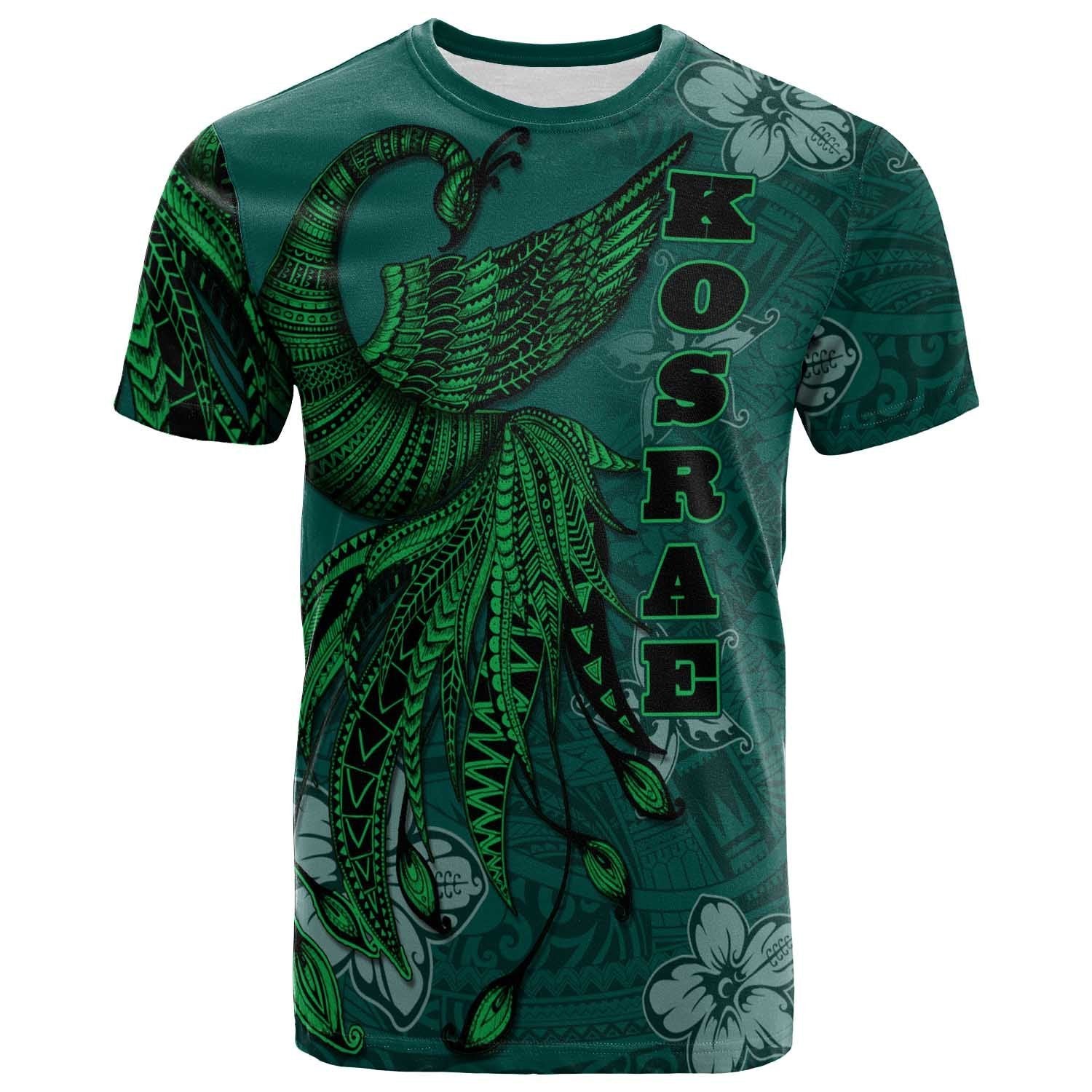 Kosrae T Shirt Polynesian Phoenix Bird, Fairytales Bird Green Unisex Green - Polynesian Pride