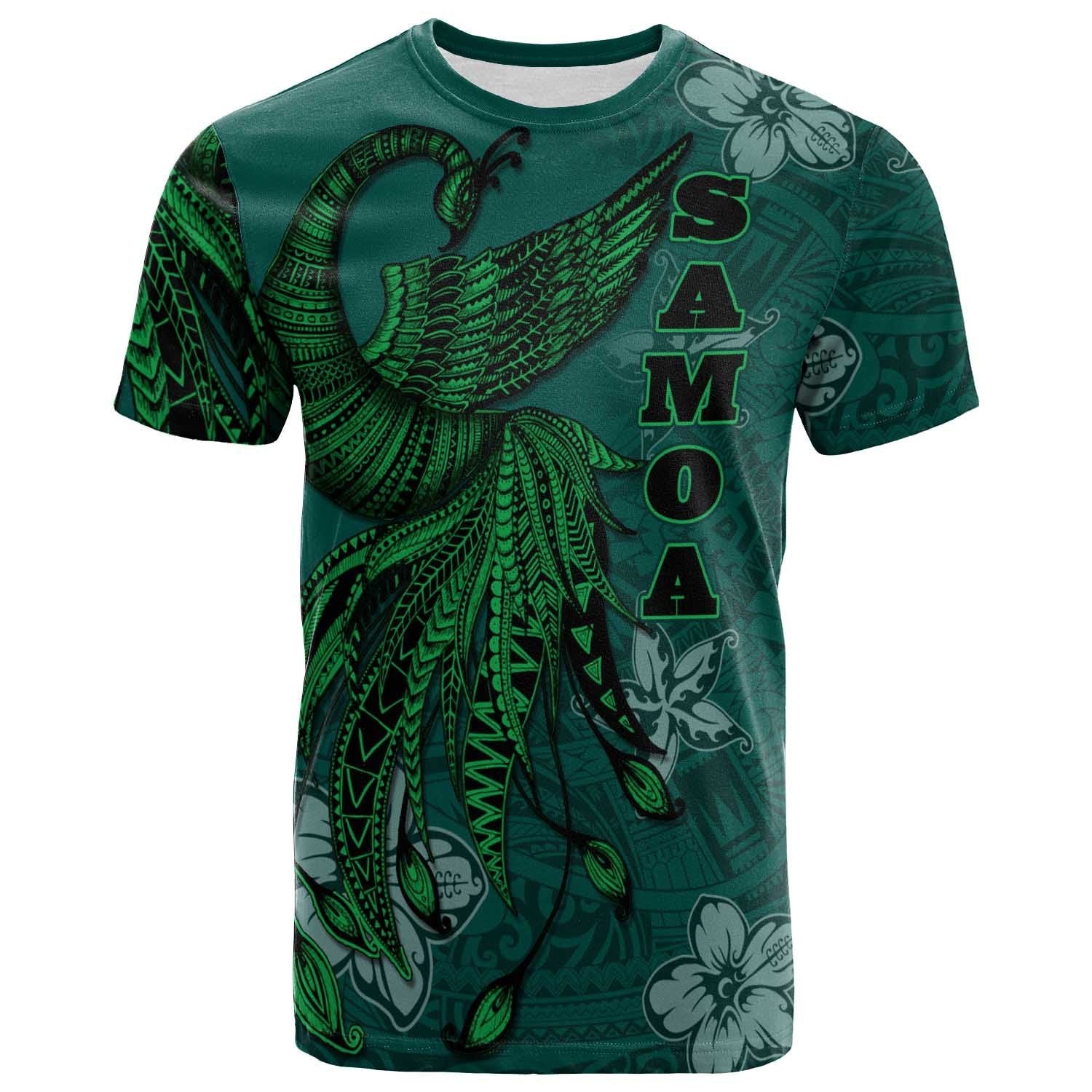 American Samoa T Shirt Polynesian Phoenix Bird, Fairytales Bird Green Unisex Green - Polynesian Pride