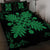 Hawaiian Quilt Maui Plant And Hibiscus Pattern Quilt Bed Set - Green Black - AH - Polynesian Pride