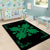 Hawaiian Quilt Maui Plant And Hibiscus Pattern Area Rug - Green Black - AH - Polynesian Pride