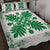 Hawaiian Quilt Maui Plant And Hibiscus Pattern Quilt Bed Set - Green White - AH - Polynesian Pride