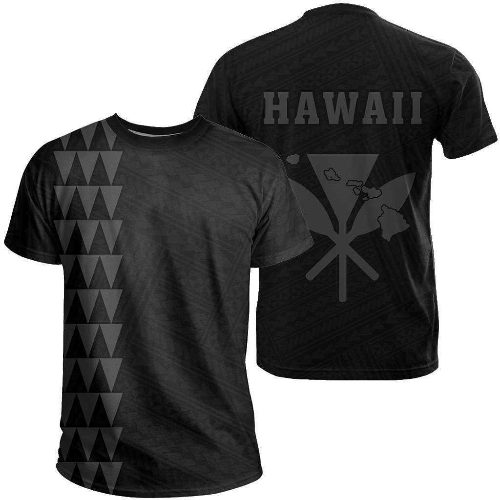 Hawaii Kakau Kanaka Map T Shirt Grey Grey - Polynesian Pride