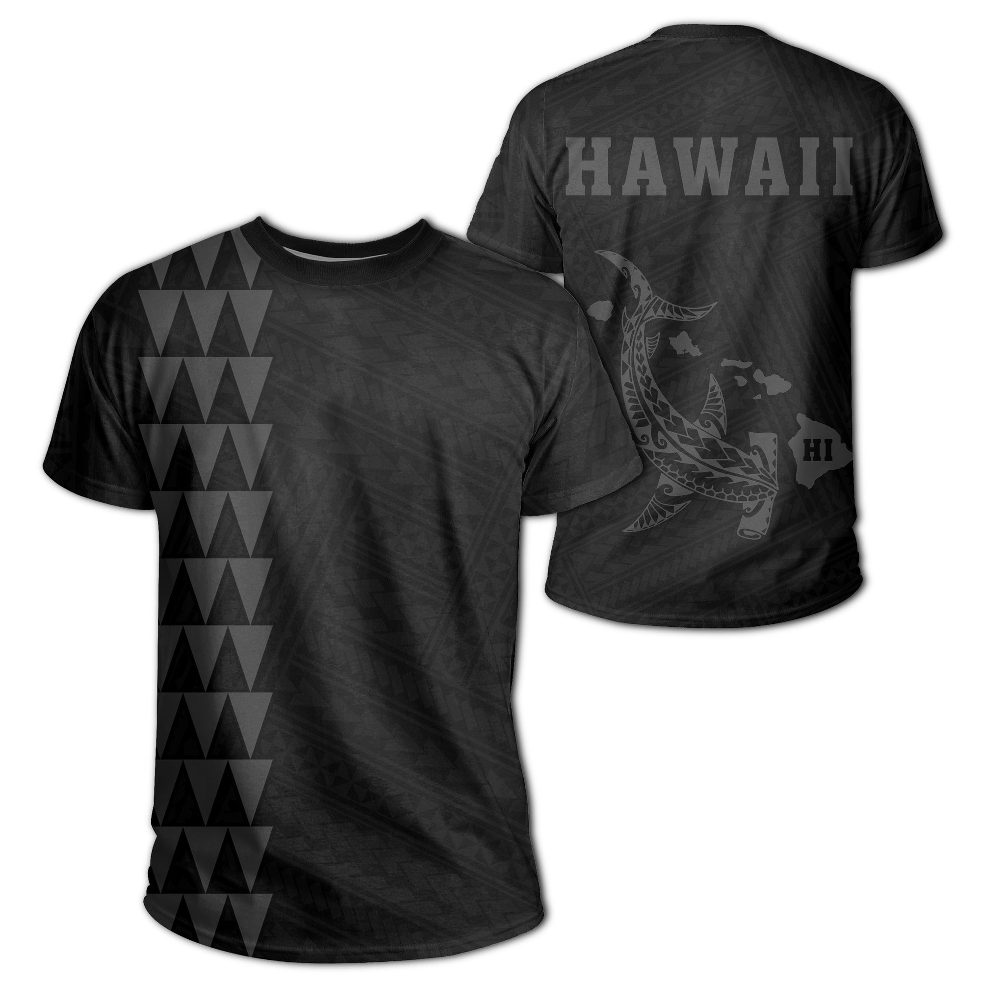 Hawaii Kakau Hammerhead Shark T Shirt Grey Unisex Grey - Polynesian Pride