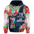 Custom Guam Liberation Day Hoodie Latte Stone Hibiscus Painting LT9 Hoodie Blue - Polynesian Pride