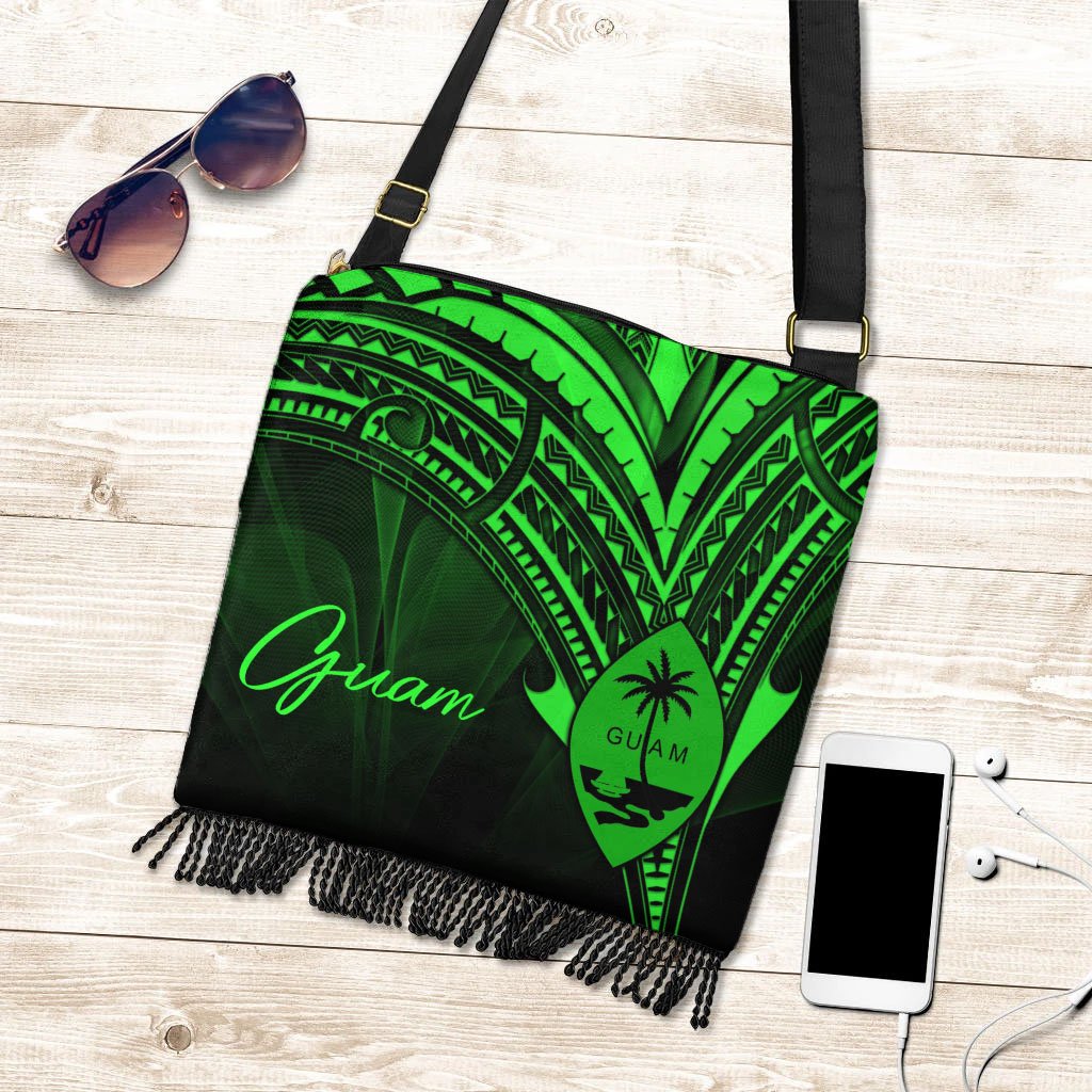 Guam Boho Handbag - Green Color Cross Style One Size Boho Handbag Black - Polynesian Pride