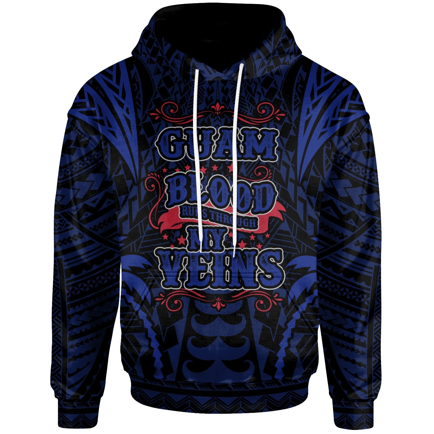 Guam Hoodie Blood Runs Through My Veins Style Flag Unisex Blue - Polynesian Pride