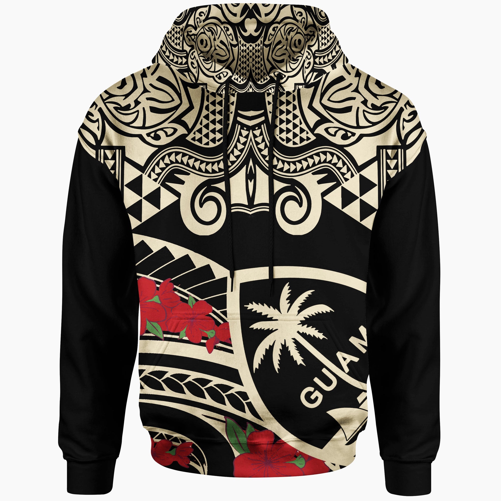 Guam Hoodie Polynesian Pattern Vintage Style Black Color Unisex Black - Polynesian Pride