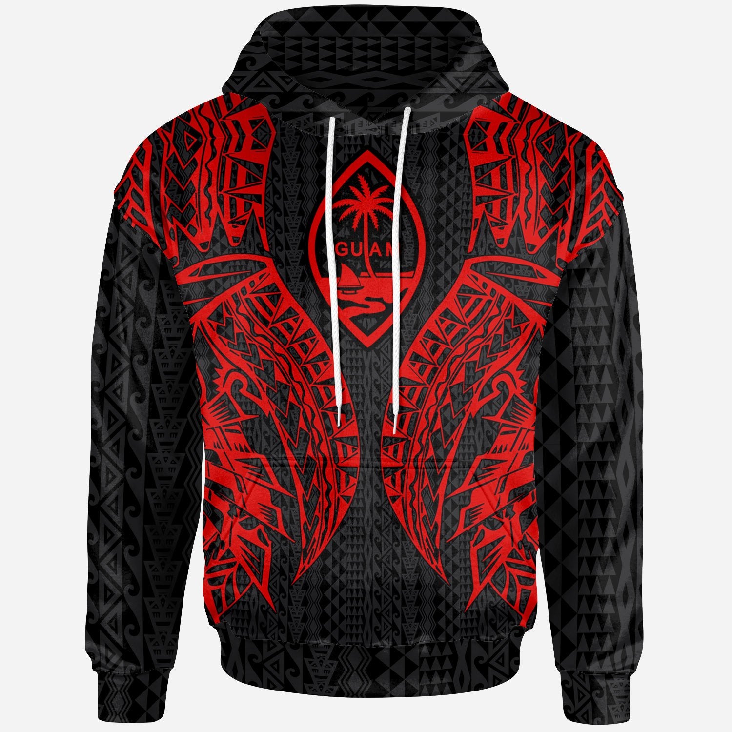 Guam Hoodie Polynesian Lion Head Red Style Unisex Red - Polynesian Pride