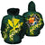 Polynesian Hawaii Zip up Hoodie Ti Leaf Lei Turtle Unisex Green - Polynesian Pride