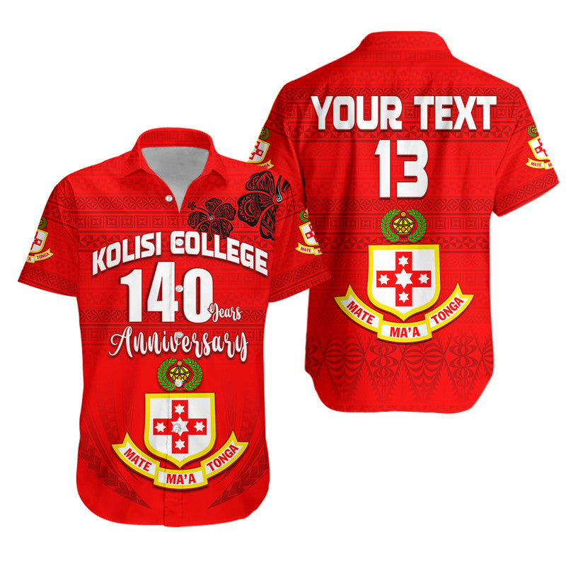 (Custom Text and Number) Kolisi Tonga College Atele Hawaiian Shirt 140 Years Anniversary Tongan Ngatu LT13 Unisex Red - Polynesian Pride