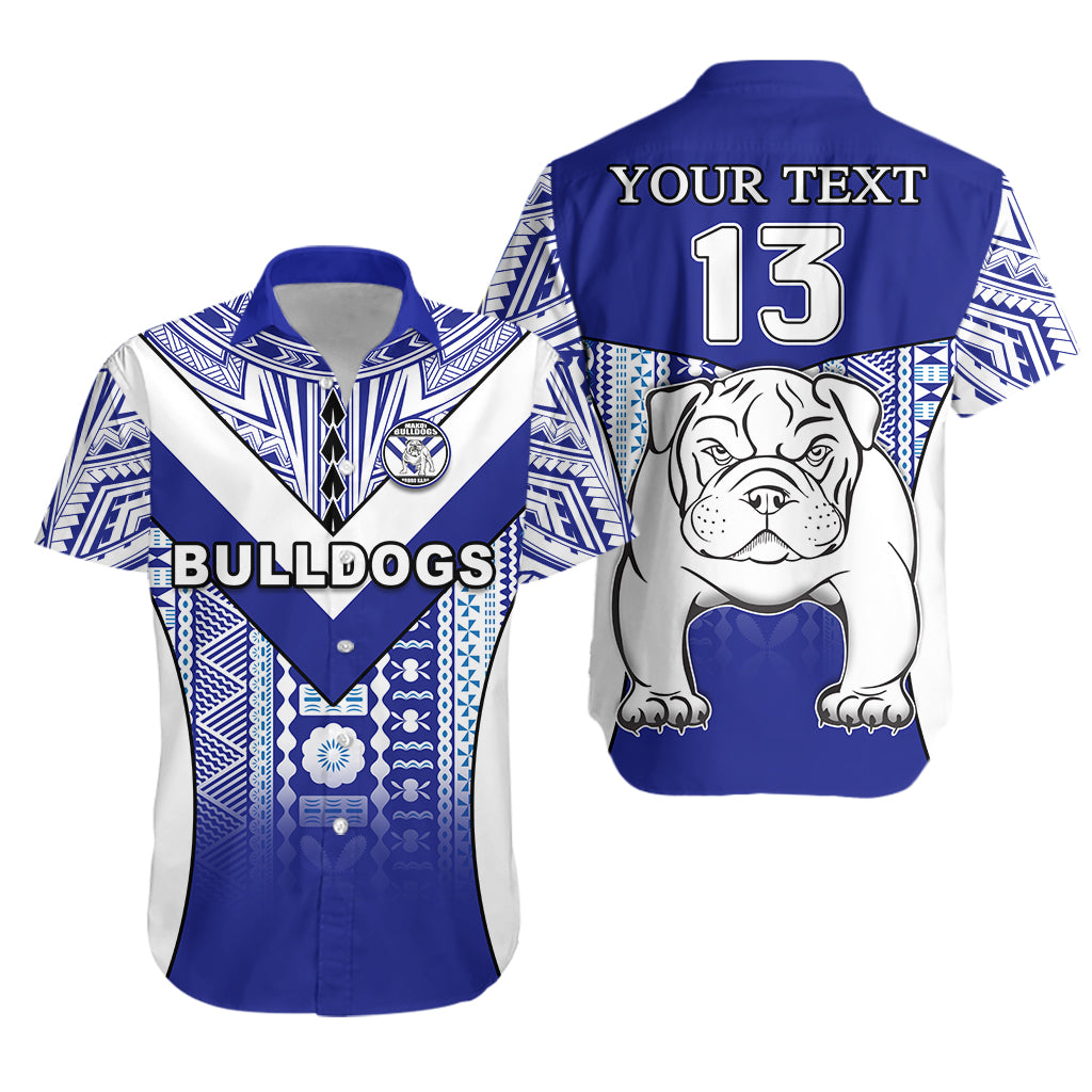 (Custom Personalised) Makoi Bulldogs Hawaiian Shirt Mix Tapa Fijian - Custom Text and Number LT13 Unisex Blue - Polynesian Pride